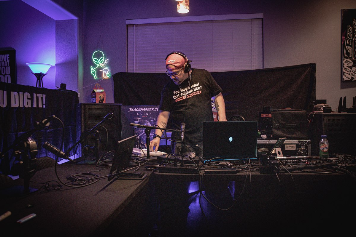 Eric Gomez running a live BlackMarker.TV broadcast from the control desk