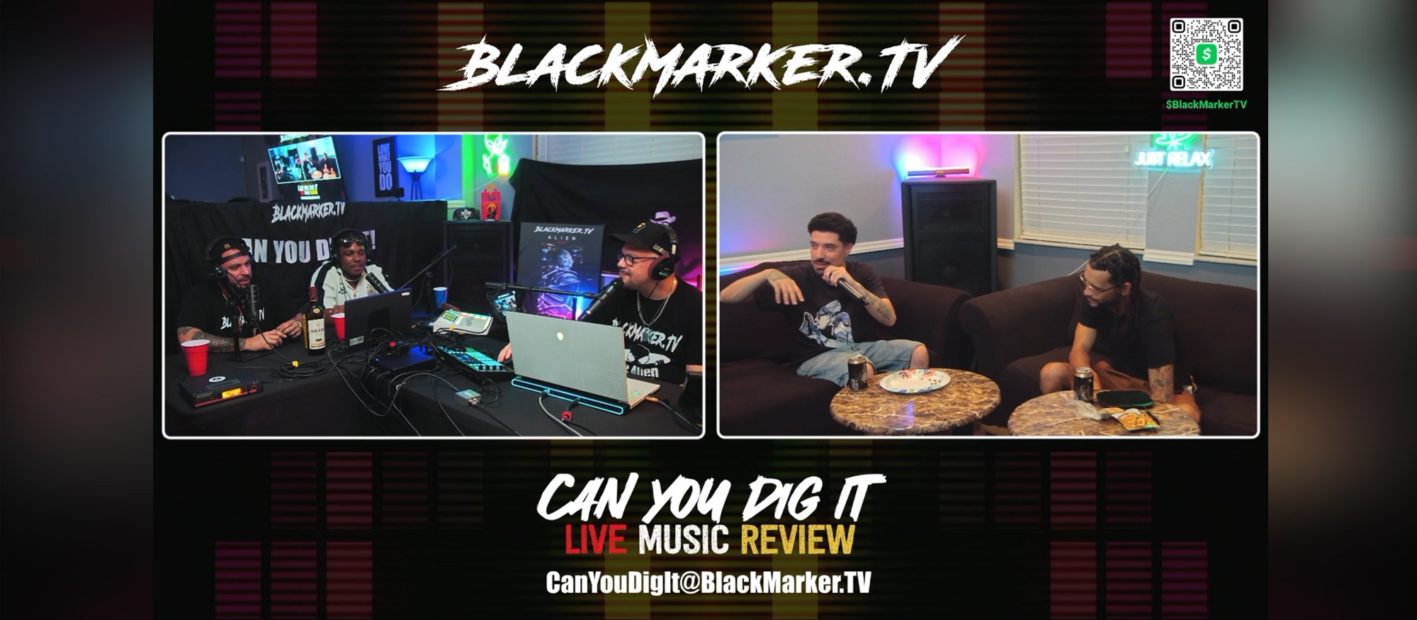 BlackMarker.TV on air — Can You Dig It live music review, multi-camera broadcast with studio and remote guests